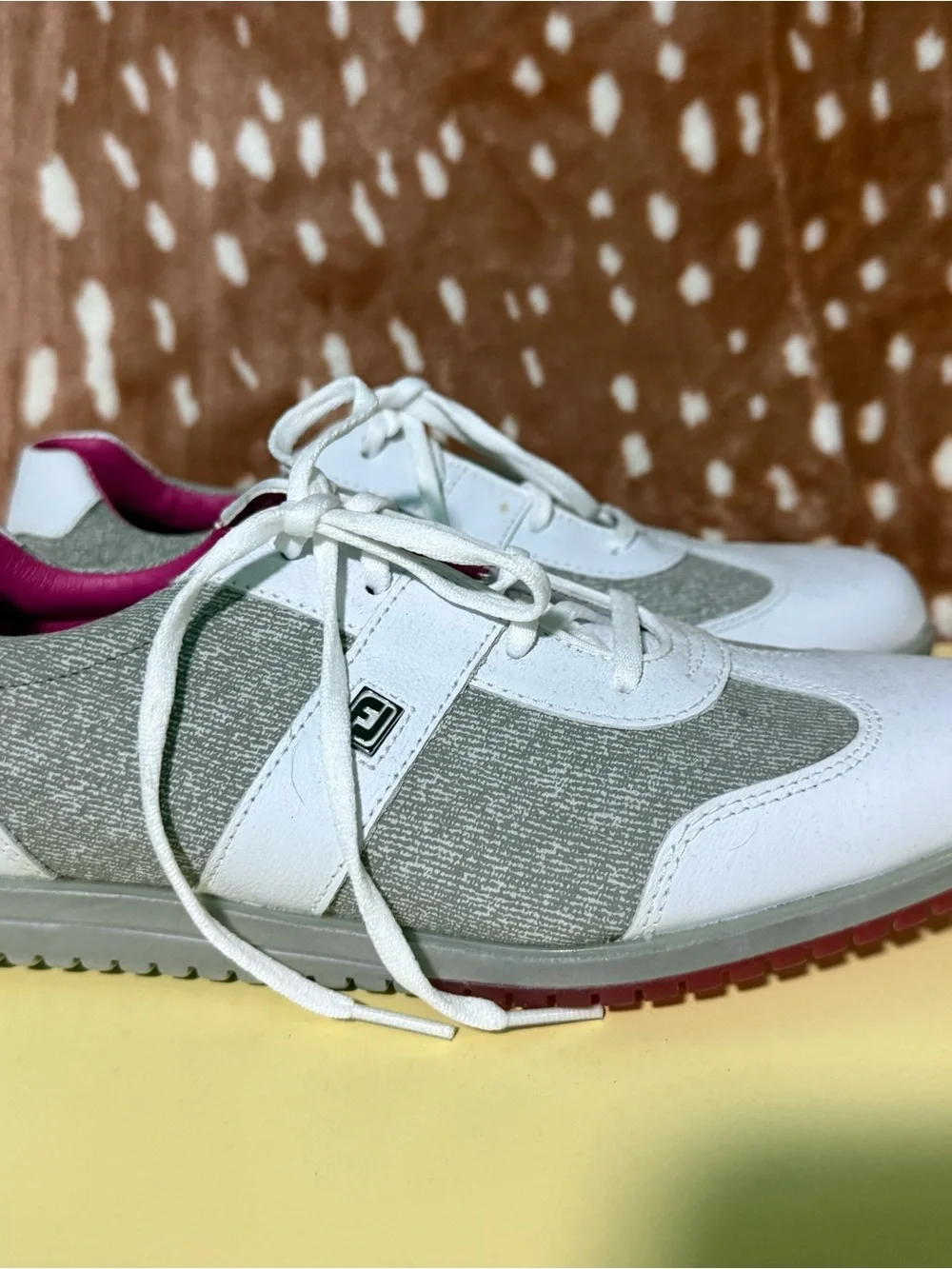 FootJoy White, Gray and Pink Golf Lace-Up Shoes